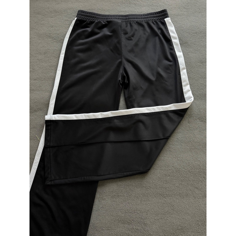 Derek Heart Womens Black White Mesh Side Stripe Track Pants Straight Leg L-EUC